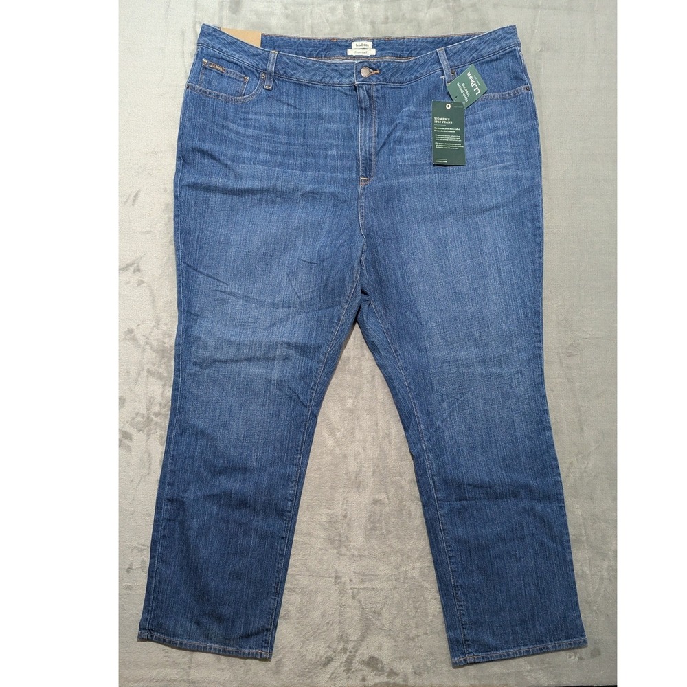 L.L. Bean Straight Leg Jeans Women 24W Regular Blue New Favorite Fit 299999